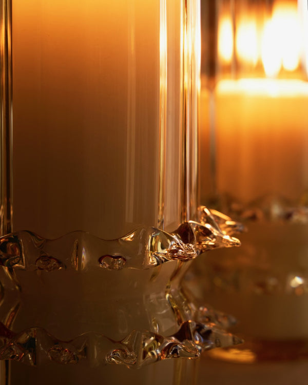 Wildwood Maria Vase Luminous Amber Glass Centerpiece — Mouth-Blown Italian Artistry With Textured Sculptural Base, 14" Tall Brown 302818