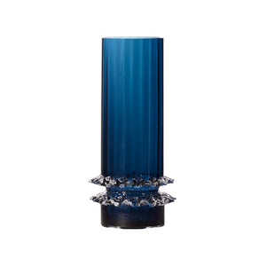 Wildwood Maria Vase Artisan Italian Mouth-Blown Glass Accent With Textured Base And Deep Avio Hue Statement Piece Blue 302819