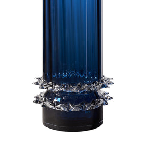 Wildwood Maria Vase Artisan Italian Mouth-Blown Glass Accent With Textured Base And Deep Avio Hue Statement Piece Blue 302819
