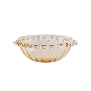 Wildwood Maria Hand-Blown Amber Bowl — Italian Mouth-Blown Glass Centerpiece With Sculpted Rim, 12" Wide 302821