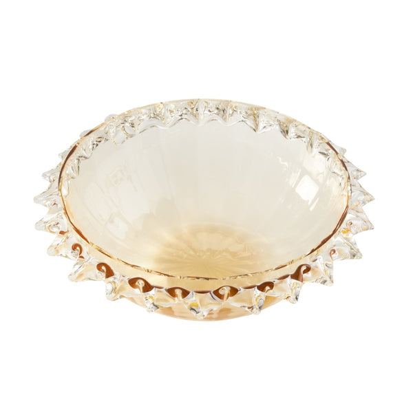 Wildwood Maria Hand-Blown Amber Bowl — Italian Mouth-Blown Glass Centerpiece With Sculpted Rim, 12" Wide 302821