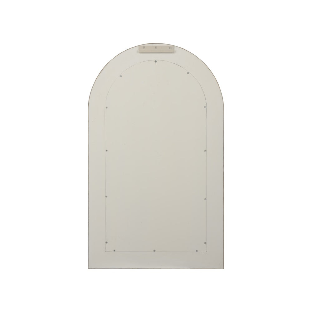 Wildwood Harrison Cream Suede Arched Mirror With Polished Brass Accents — 40"H X 24"W Wall Mirror For Entryway Decor 302823