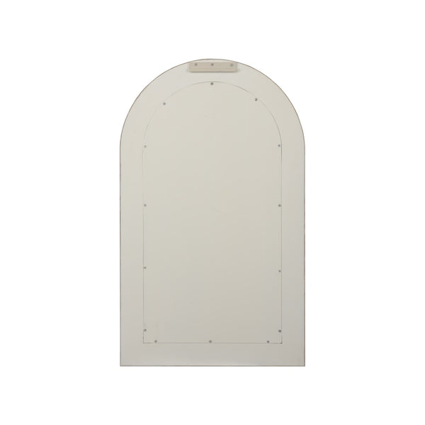 Wildwood Harrison Cream Suede Arched Mirror With Polished Brass Accents — 40"H X 24"W Wall Mirror For Entryway Decor 302823