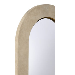 Wildwood Harrison Cream Suede Arched Mirror With Polished Brass Accents — 40"H X 24"W Wall Mirror For Entryway Decor 302823