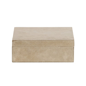 Wildwood Harrison Cream Suede Jewelry Box With Mirrored Lid, Compact 3"×10"×8" Organizer For Rings, Necklaces, Gifts 302826