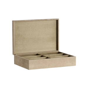 Wildwood Harrison Cream Suede Eyewear Box With Multi-Compartment Organizer — Compact Luxury For Displays 302827