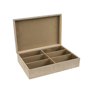 Wildwood Harrison Cream Suede Eyewear Box With Multi-Compartment Organizer — Compact Luxury For Displays 302827