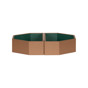 Wildwood Burke Brown Leather Tray Set With Green Interior — Nested Two-Piece Geometric Serving & Storage 302829