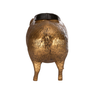 Wildwood Wilbur Antique Brass Pig Planter — Whimsical Metal Catchall For Succulents, Shelves, Mantels, Desk Decor 302892