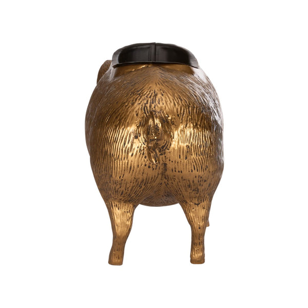 Wildwood Wilbur Antique Brass Pig Planter — Whimsical Metal Catchall For Succulents, Shelves, Mantels, Desk Decor 302892