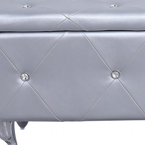 Homeroots 38" Silver Faux Leather Storage Bench With Flip Top Silver Solid Wood 302893