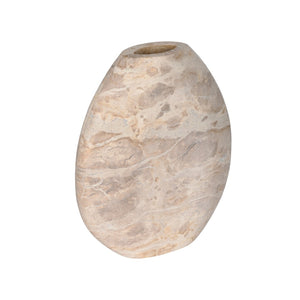 Wildwood Vickery Sculptural Stone Vase With Matte Natural Veining — Organic Texture, Versatile Centerpiece White/Cream 302894