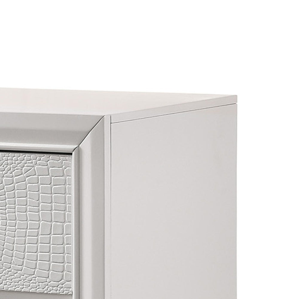 English Elm Wood and Metal Two Drawer Nightstand with Felt Lined Storage for Modern Bedrooms B056P416807
