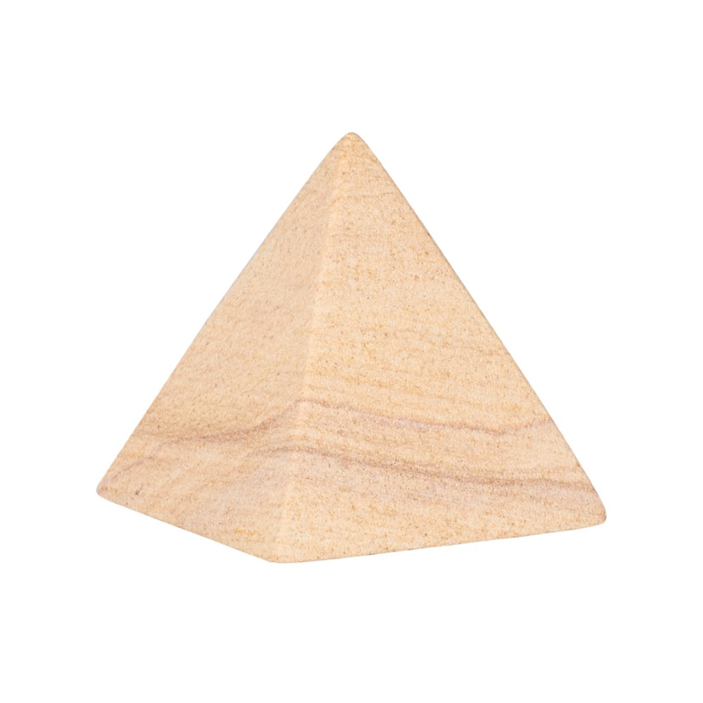 Wildwood Icarus Hand-Finished Pyramid Sculpture — Large Rainbow Sandstone Accent With Warm Geometric Texture 3.5h x 3w x 3d 302898