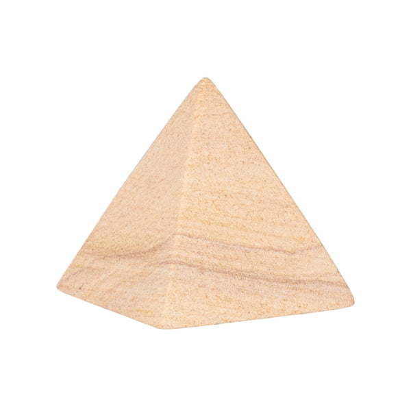 Wildwood Icarus Hand-Finished Pyramid Sculpture — Large Rainbow Sandstone Accent With Warm Geometric Texture 3.5h x 3w x 3d 302898