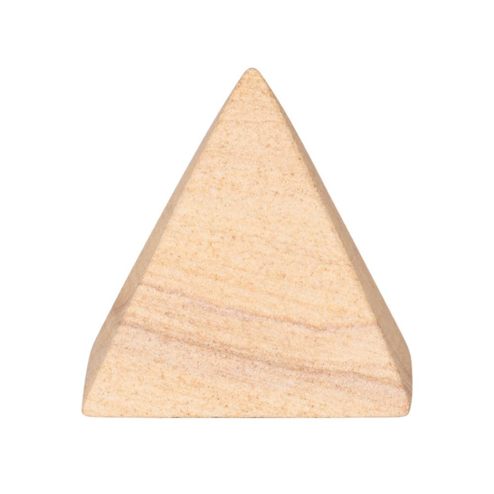 Wildwood Icarus Hand-Finished Pyramid Sculpture — Large Rainbow Sandstone Accent With Warm Geometric Texture 3.5h x 3w x 3d 302898