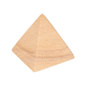 Wildwood Icarus Hand-Finished Pyramid Sculpture — Large Rainbow Sandstone Accent With Warm Geometric Texture 3.5h x 3w x 3d 302898