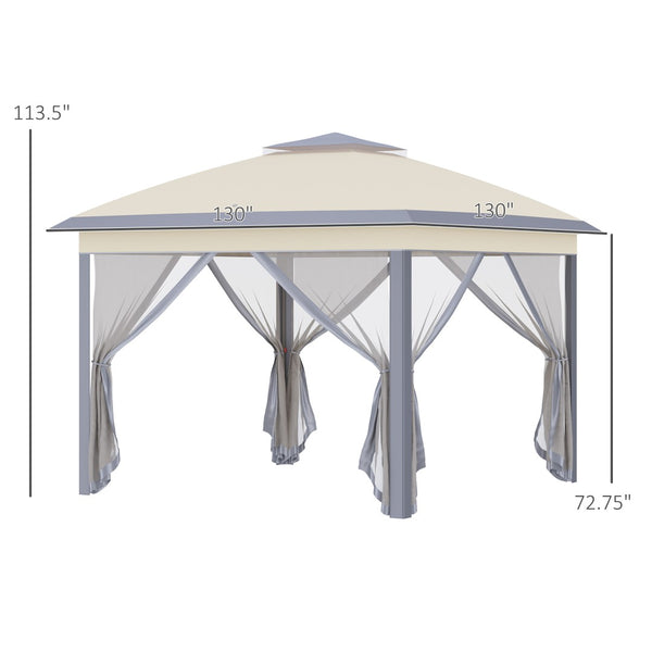 English Elm Outsunny 11' X 11' Instant Pop Up Canopy Tent With Netting & Carry Bag For Outdoor Shade & Comfort W2225P200596-GIGA