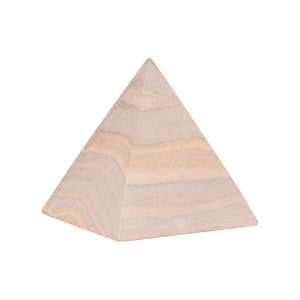 Wildwood Icarus Hand-Finished Pyramid Sculpture — Large Rainbow Sandstone Accent With Warm Geometric Texture 8h x 7w x 7d 302900