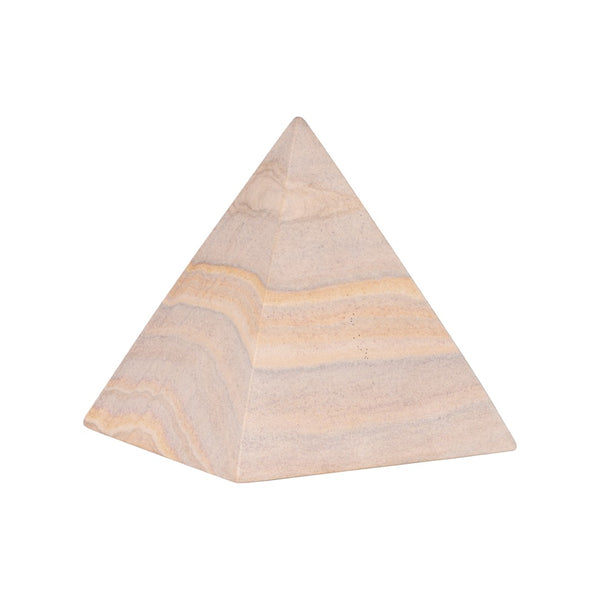 Wildwood Icarus Hand-Finished Pyramid Sculpture — Large Rainbow Sandstone Accent With Warm Geometric Texture 8h x 7w x 7d 302900