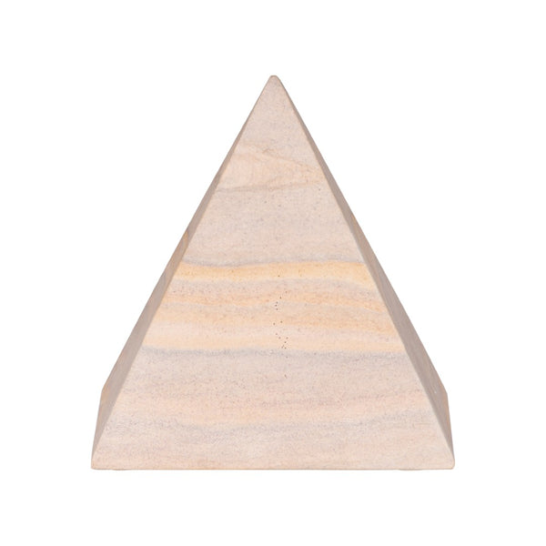 Wildwood Icarus Hand-Finished Pyramid Sculpture — Large Rainbow Sandstone Accent With Warm Geometric Texture 8h x 7w x 7d 302900