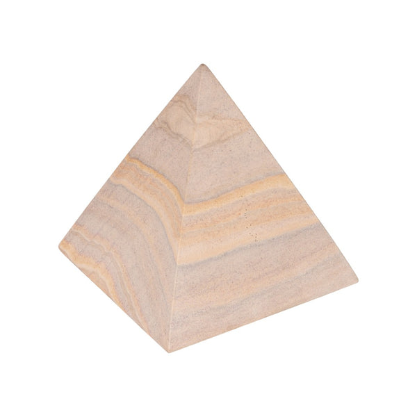 Wildwood Icarus Hand-Finished Pyramid Sculpture — Large Rainbow Sandstone Accent With Warm Geometric Texture 8h x 7w x 7d 302900
