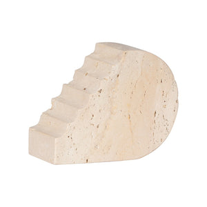 Wildwood Cliff Travertine Sculpture – Stepped Minimalist Accent With Honed Matte Finish For Shelves & Mantels 302901
