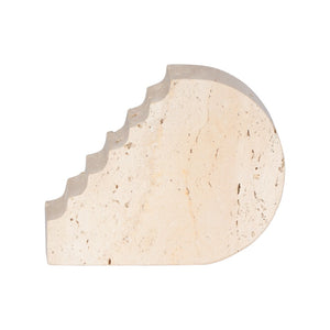 Wildwood Cliff Travertine Sculpture – Stepped Minimalist Accent With Honed Matte Finish For Shelves & Mantels 302901