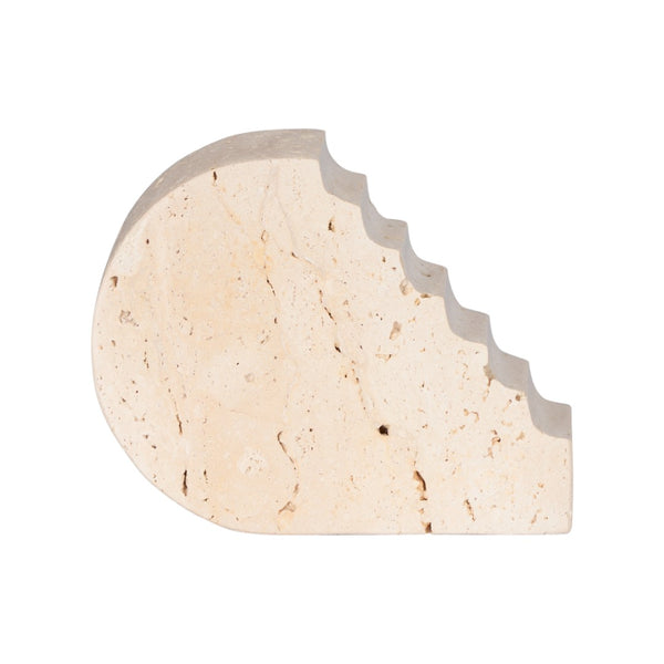 Wildwood Cliff Travertine Sculpture – Stepped Minimalist Accent With Honed Matte Finish For Shelves & Mantels 302901