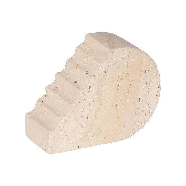 Wildwood Cliff Travertine Sculpture – Stepped Minimalist Accent With Honed Matte Finish For Shelves & Mantels 302901