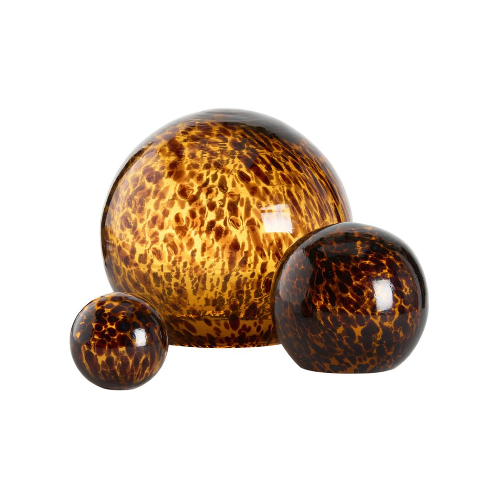 Wildwood Torgo Tortoiseshell Glass Orbs Set Of Three — Hand-Finished Amber & Brown Decorative Spheres For Mantels 302906