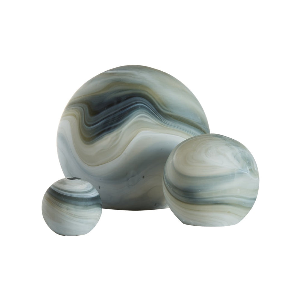 Wildwood Vesper Trio Orbs — Hand-Finished Glass Set (3) With Neutral Smoky Swirls For Stylish Tabletop Decor 302907