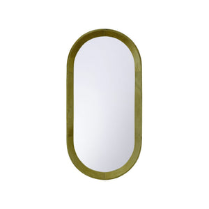 Wildwood Floyd Elongated Oval Mirror In Deep Green Hair-On-Hide — 48" Vertical Statement Piece For Entryways 302909