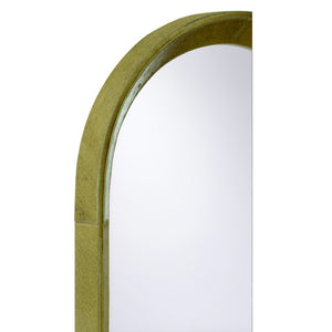 Wildwood Floyd Elongated Oval Mirror In Deep Green Hair-On-Hide — 48" Vertical Statement Piece For Entryways 302909
