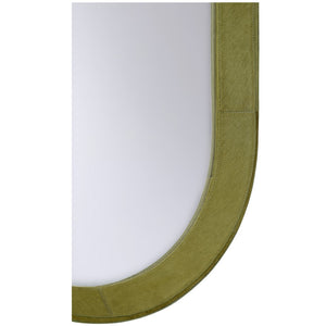 Wildwood Floyd Elongated Oval Mirror In Deep Green Hair-On-Hide — 48" Vertical Statement Piece For Entryways 302909