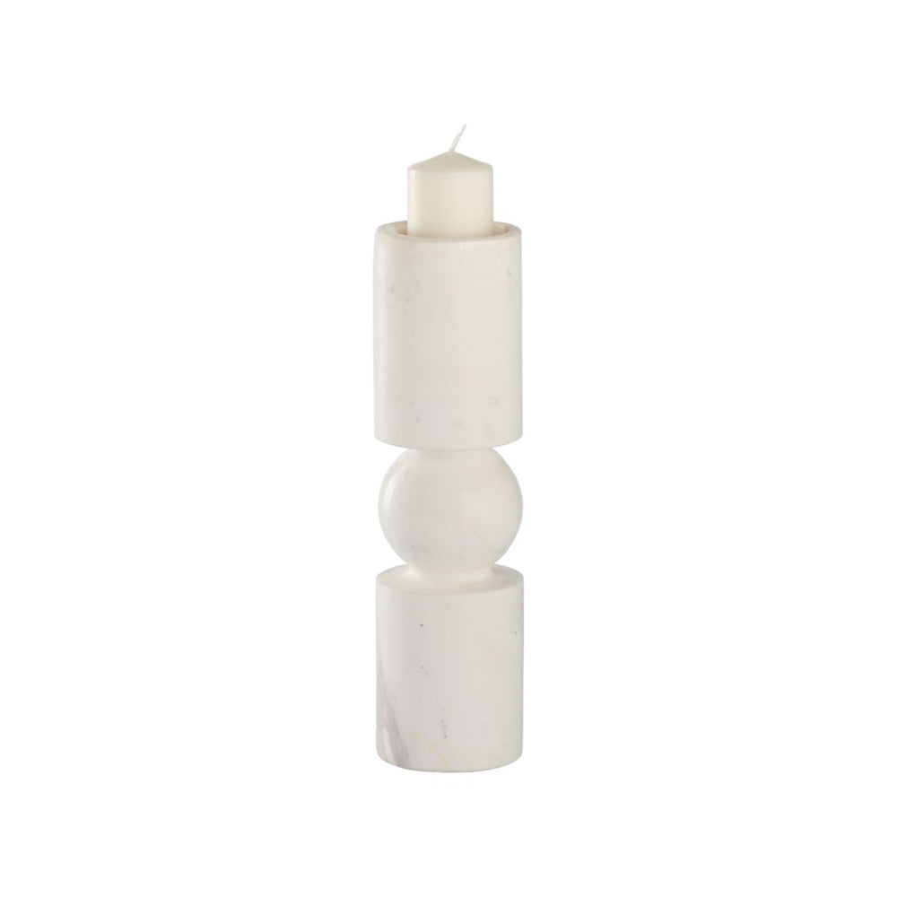 Wildwood Harper Marble Candleholder — Sculptural Stacked Geometric Design With Polished Natural Veining Finish 11.5h x 3.25w x 3.25d 302914