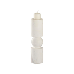 Wildwood Harper Marble Candleholder — Sculptural Stacked Geometric Design With Polished Natural Veining Finish 11.5h x 3.25w x 3.25d 302914