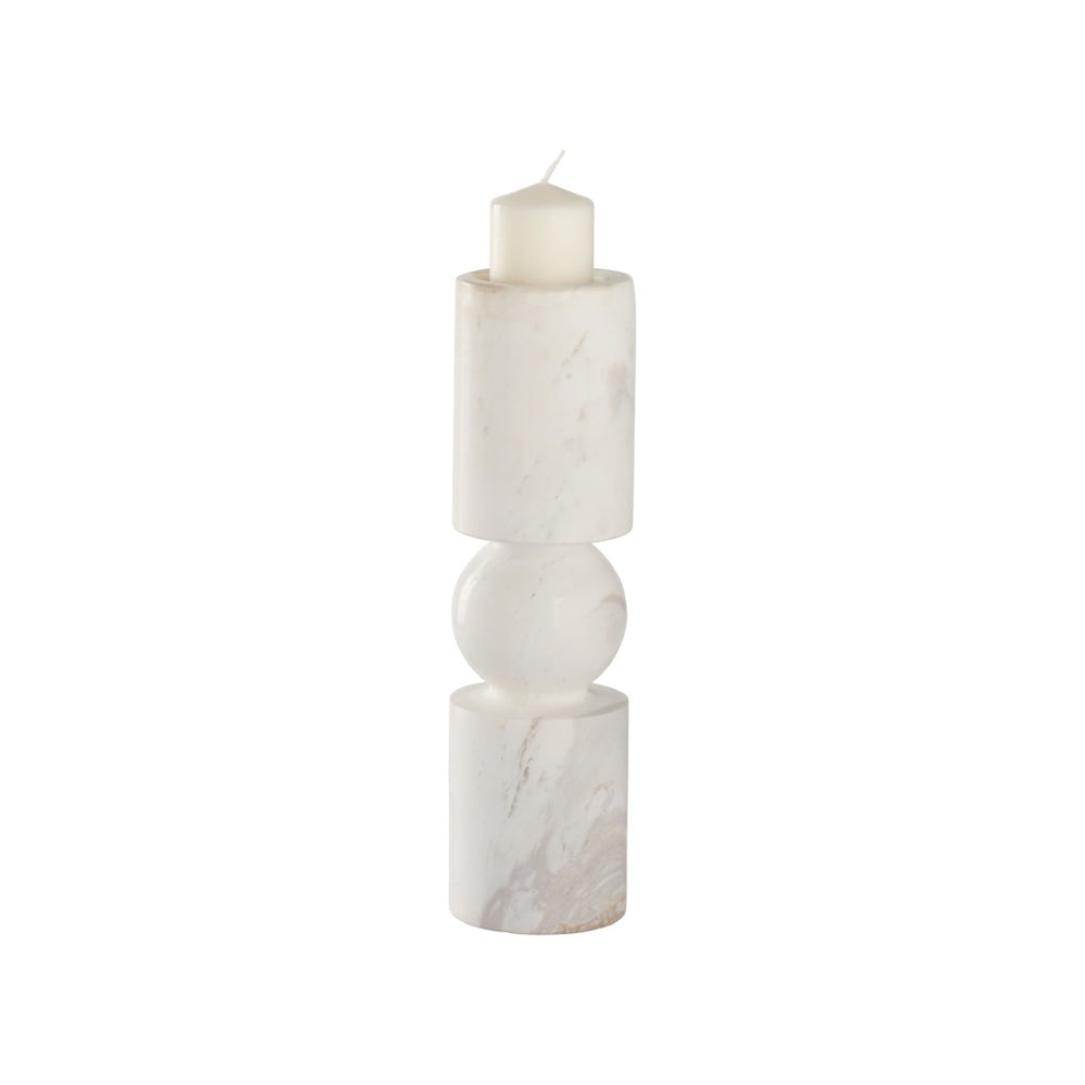 Wildwood Harper Marble Candleholder — Sculptural Stacked Geometric Design With Polished Natural Veining Finish 11.5h x 3.25w x 3.25d 302914