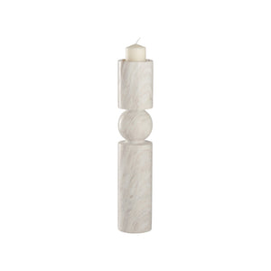 Wildwood Harper Marble Candleholder — Sculptural Stacked Geometric Design With Polished Natural Veining Finish 15.5h x 3.25w x 3.25d 302915