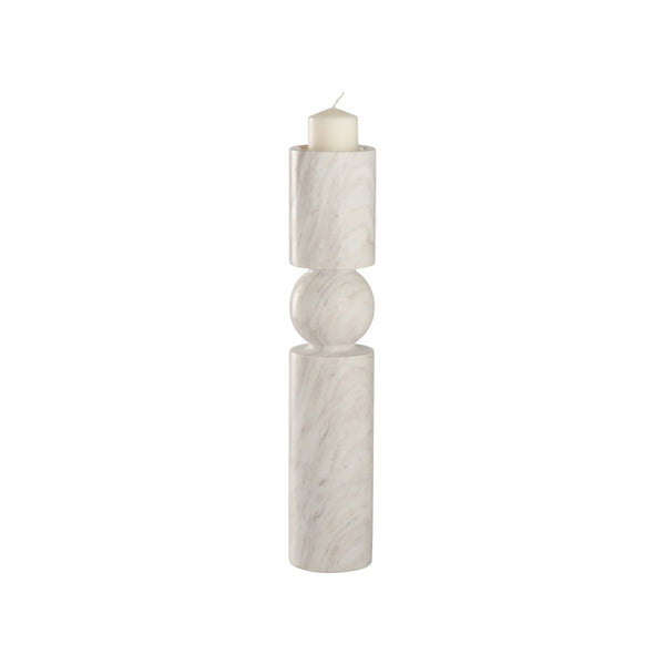 Wildwood Harper Marble Candleholder — Sculptural Stacked Geometric Design With Polished Natural Veining Finish 15.5h x 3.25w x 3.25d 302915