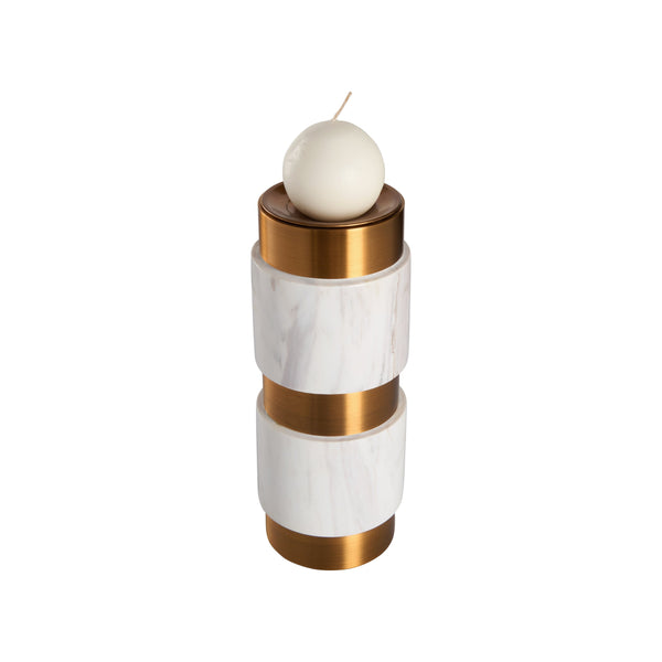 Wildwood Leonard Candleholder - Elevate Your Space With Elegant Design, Luxurious Gold Accents & Timeless Charm White,Cream  302918