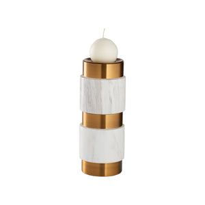 Wildwood Leonard Candleholder - Elevate Your Space With Elegant Design, Luxurious Gold Accents & Timeless Charm White,Cream  302918