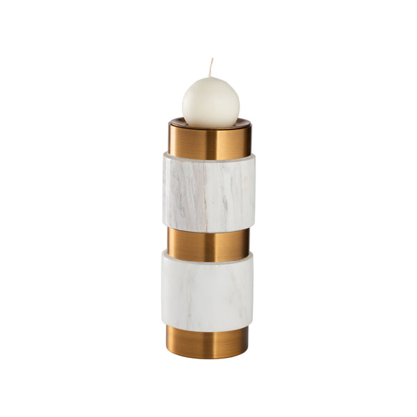 Wildwood Leonard Candleholder - Elevate Your Space With Elegant Design, Luxurious Gold Accents & Timeless Charm White,Cream  302918