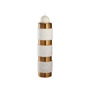 Wildwood Leonard Candleholder - Elevate Your Space With Elegant Design, Luxurious Gold Accents & Timeless Charm White,Cream  302919