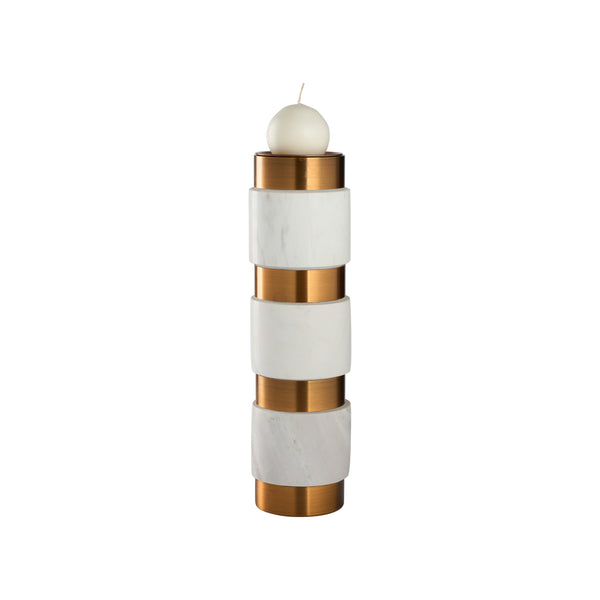 Wildwood Leonard Candleholder - Elevate Your Space With Elegant Design, Luxurious Gold Accents & Timeless Charm White,Cream  302919