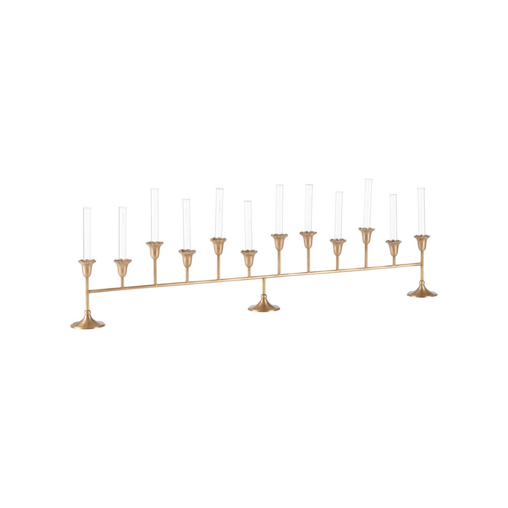 Wildwood Sherwood Elongated Bud Vase With Removable Glass Inserts And Fluted Floral Cups For Tablescapes Gold 302924