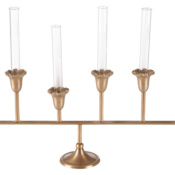 Wildwood Sherwood Elongated Bud Vase With Removable Glass Inserts And Fluted Floral Cups For Tablescapes Gold 302924