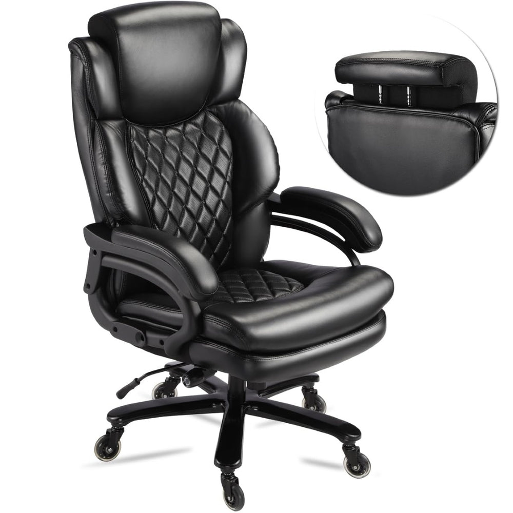 English Elm 500lbs Capacity Executive Desk Chair Wide Spring Seat Ergonomic Lumbar Support Swivel W5201P418183
