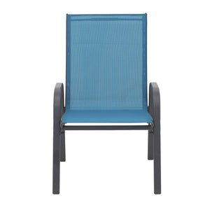 English Elm 6 Stackable Patio Chairs Set Textilene Mesh High Back Armrest Outdoor Seating Blue W640P417175