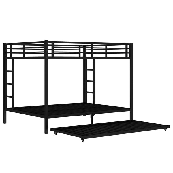 English Elm Queen Metal Bunk Bed With Twin Trundle - Stylish Space-Saving Solution For Shared Bedrooms Or Guests W1580S00131-GIGA